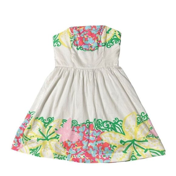 Lilly Pulitzer Lottie Women's Multicolor Strapless Floral Dress Size 0 - Picture 10 of 14